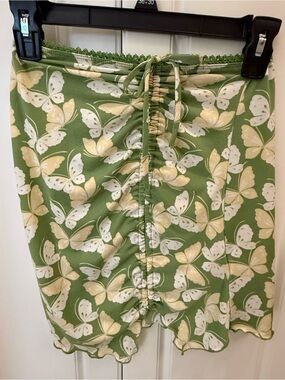 Urban Outfitters Green Butterfly Print Ruched shirt